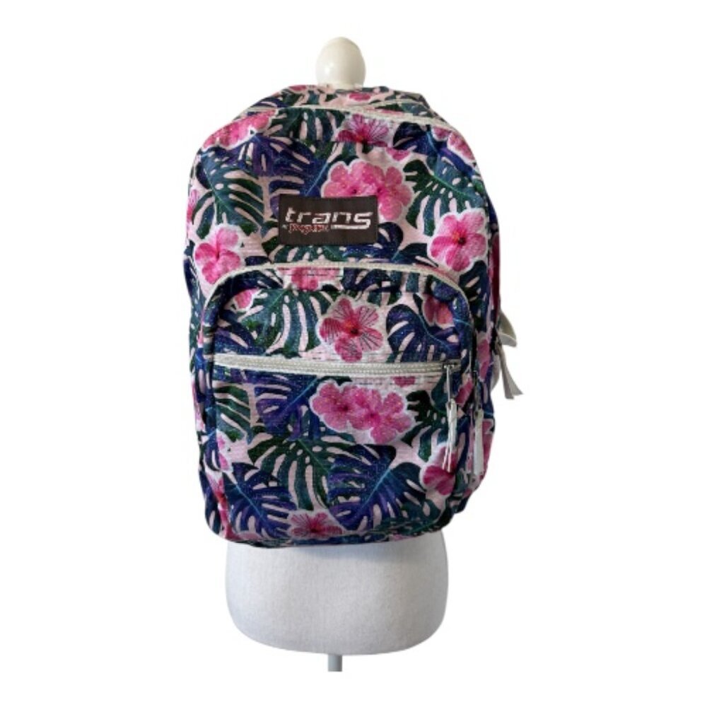 Trans by Jansport Floral Backpack Unisex Large Pink Multicolor School Bag